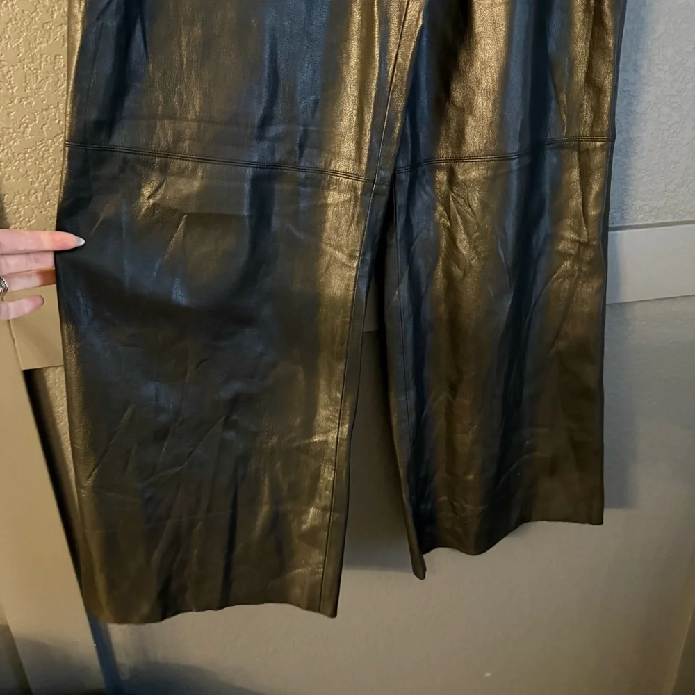 GOOD AMERICAN • Black Faux Leather wide leg pants - size 3 large - Picture 8 of 10